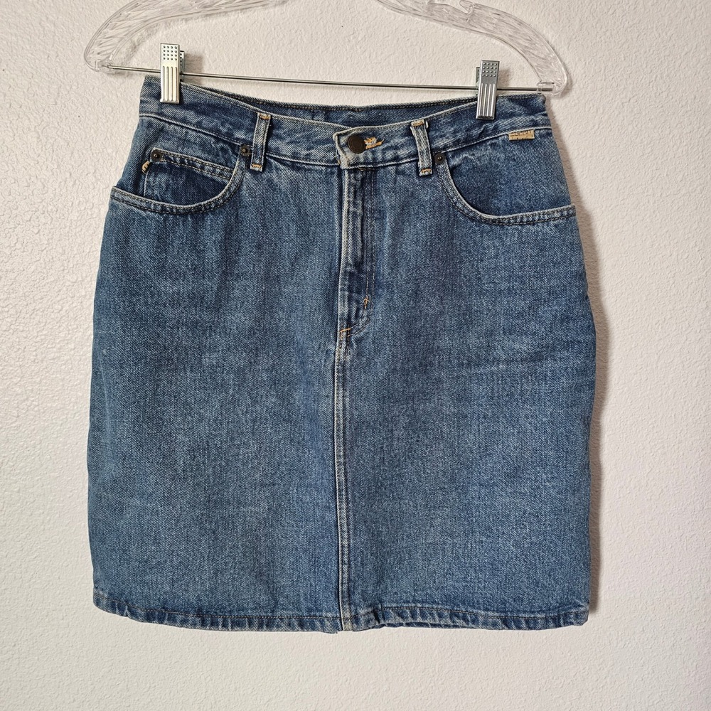 Esprit Jeans Vintage Denim Mini Skirt High Waisted Medium Wash Blue 11/28
